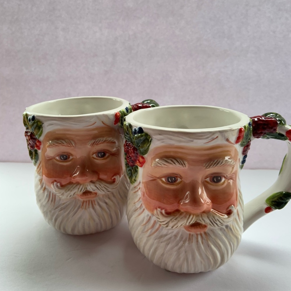 Christmas Santa Face Dept 56 Peggy Otoole Set of 2 Excellent Condition Heirloom